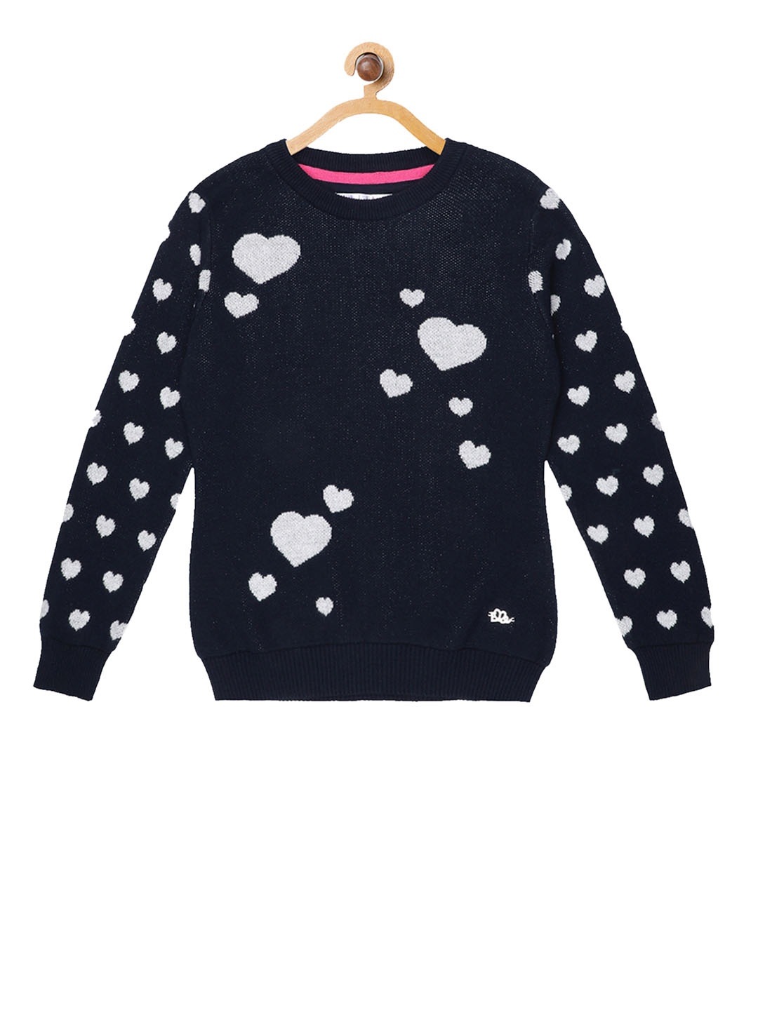 

ELLE Girls Navy Blue Self Design Pullover Sweater