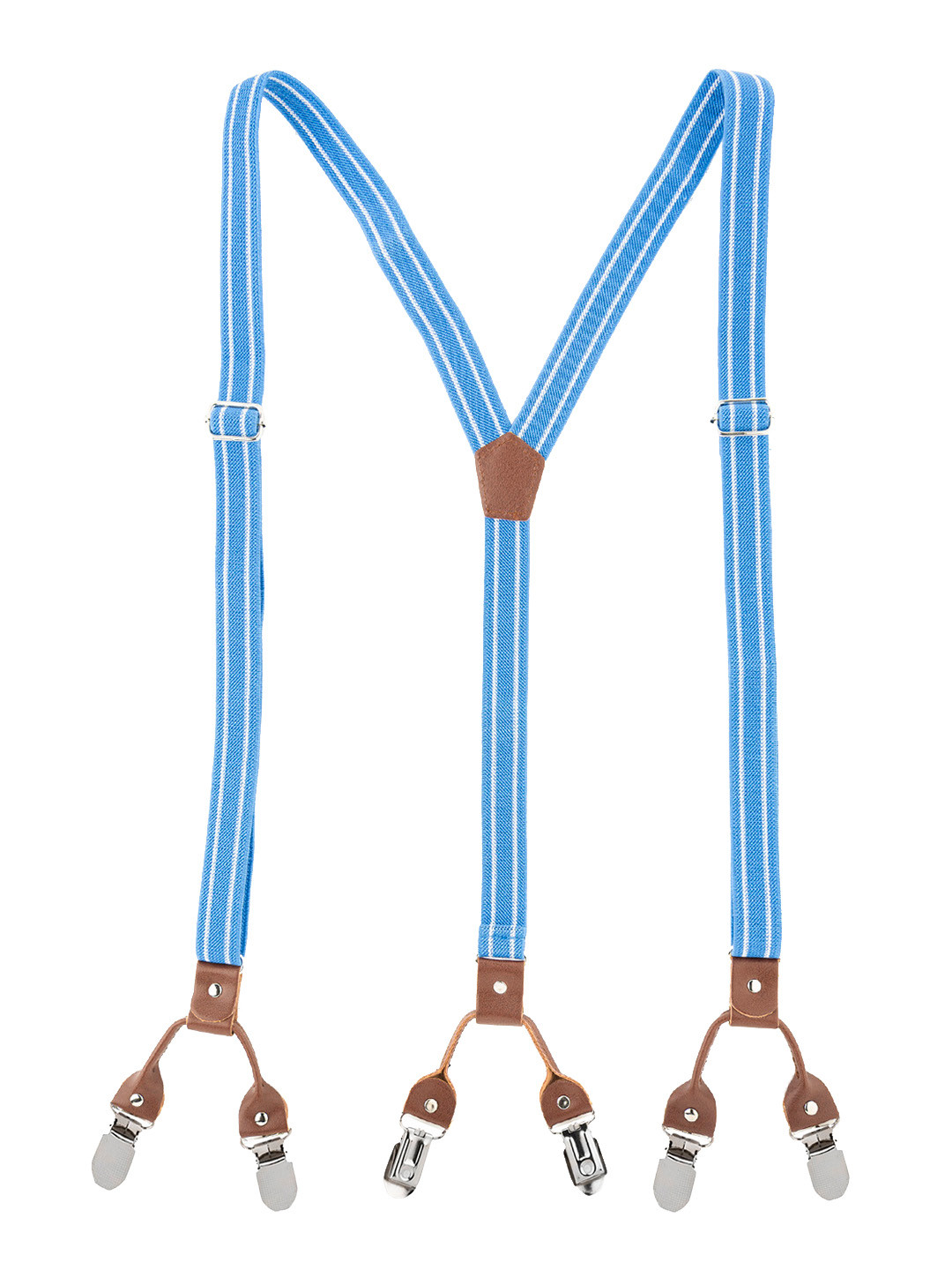 

The Tie Hub Men Blue & White Striped Suspenders
