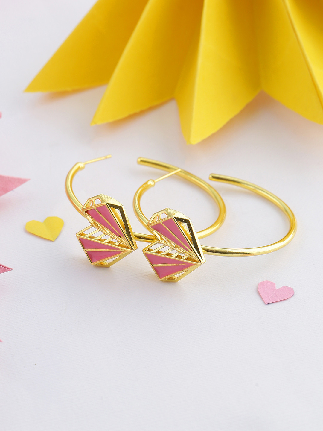 

Voylla Gold-Plated Circular Half Hoop Earrings