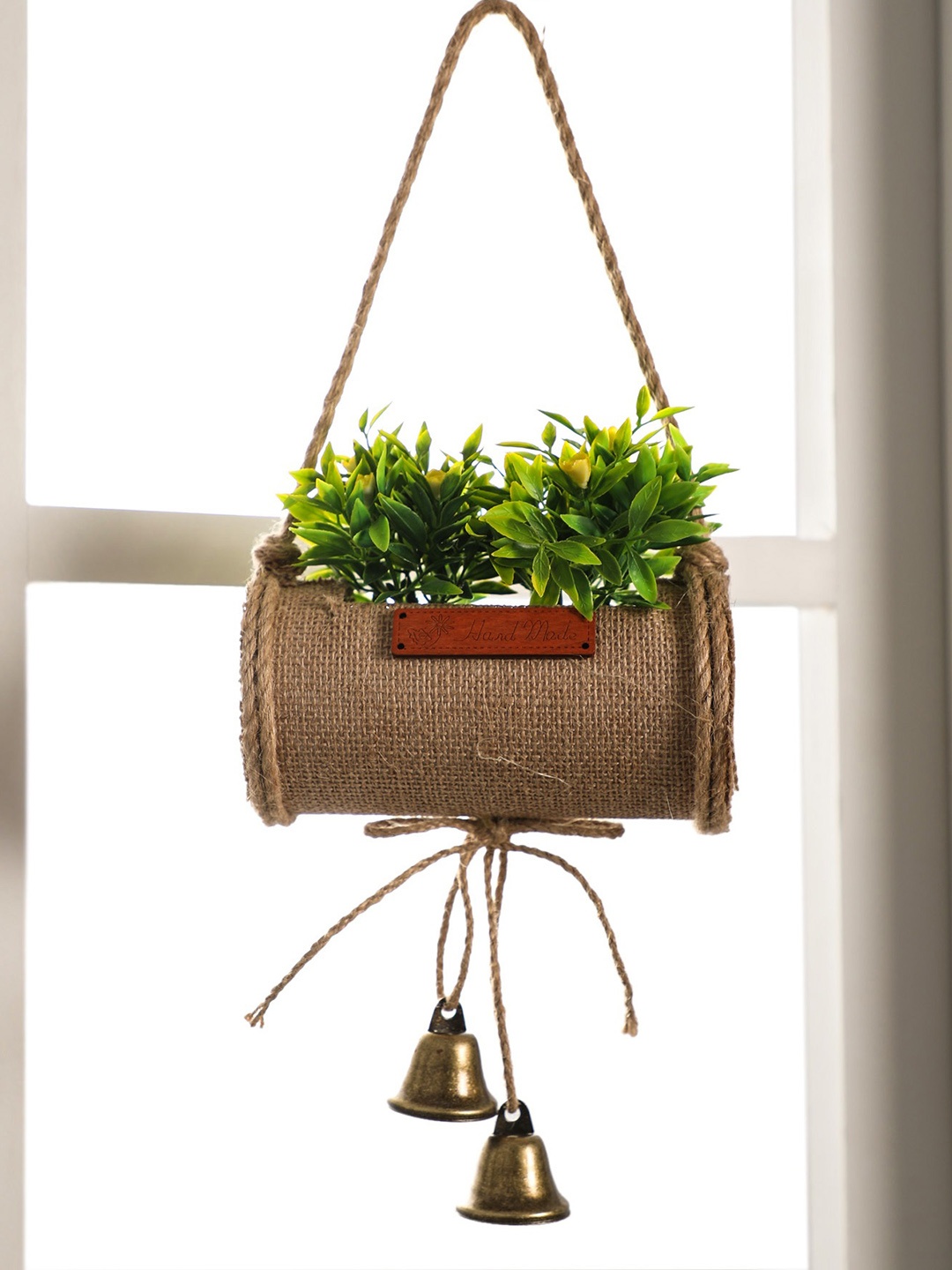 

PolliNation Yellow Artificial Bonsai in Jute Duffle With Bells
