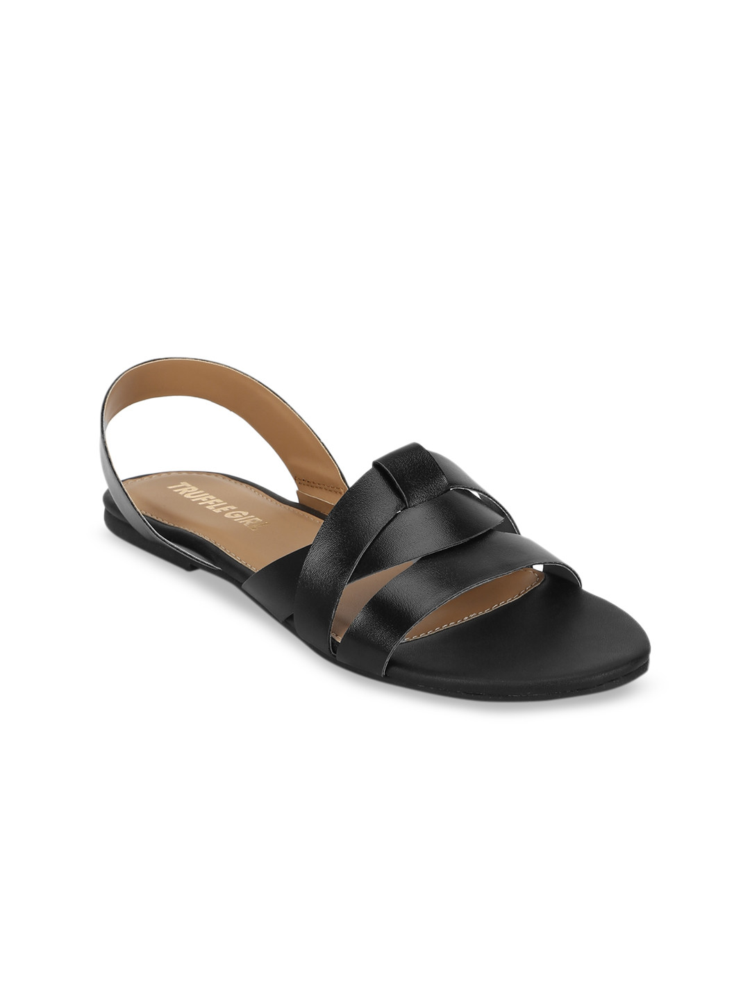 

Truffle Collection Women Black Solid Open Toe Flats