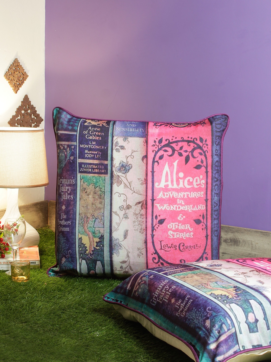 

Soumya Blue & Pink Set of 2 Abstract Square Cushion Covers