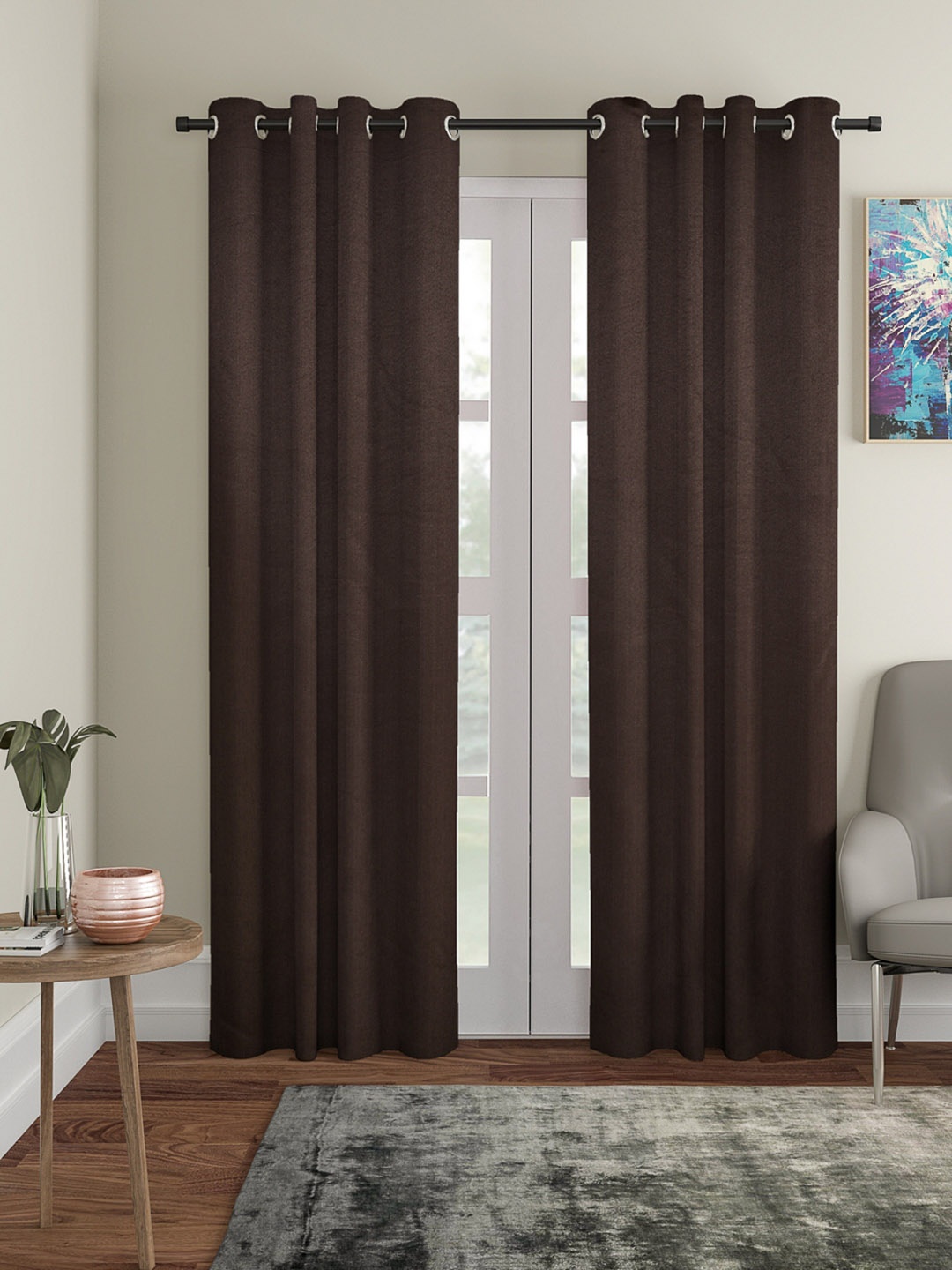 

ROMEE Set of 2 Brown Room Darkening Door Curtains