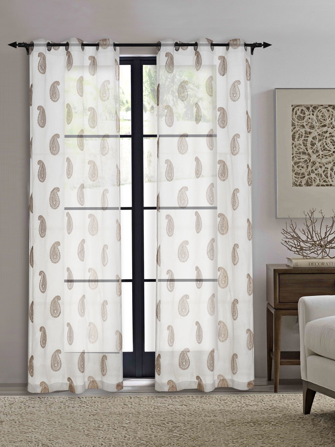 

Deco Window White & Yellow Set of 2 Door Curtains