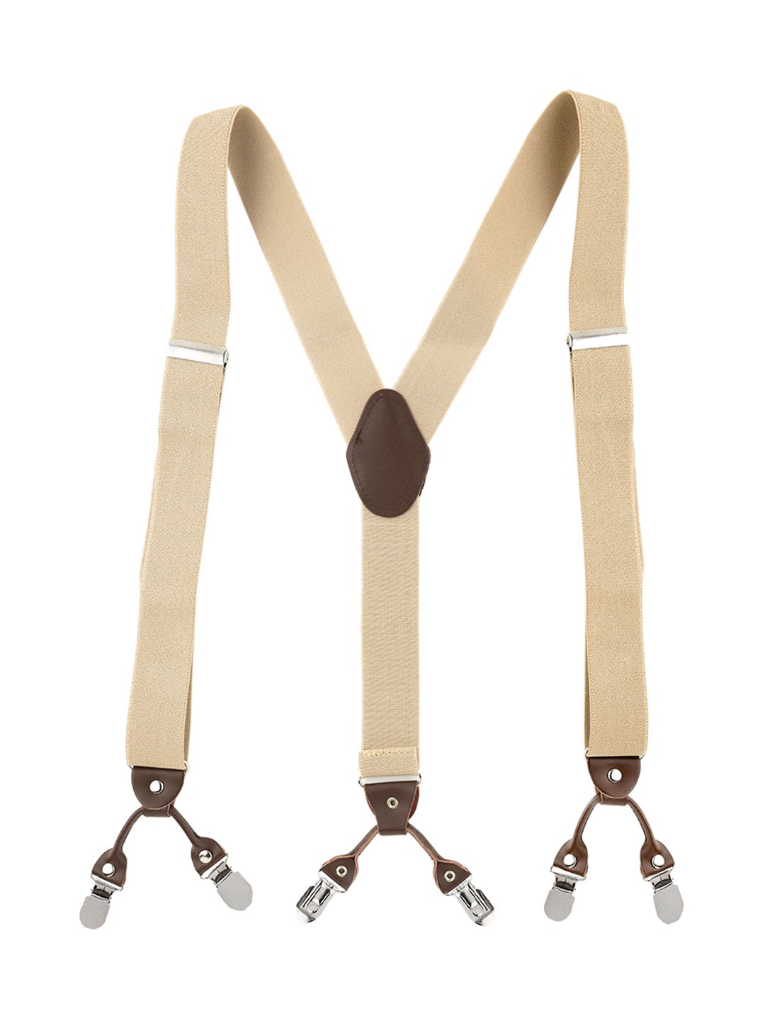 

The Tie Hub Men Cream-Coloured Solid Suspenders