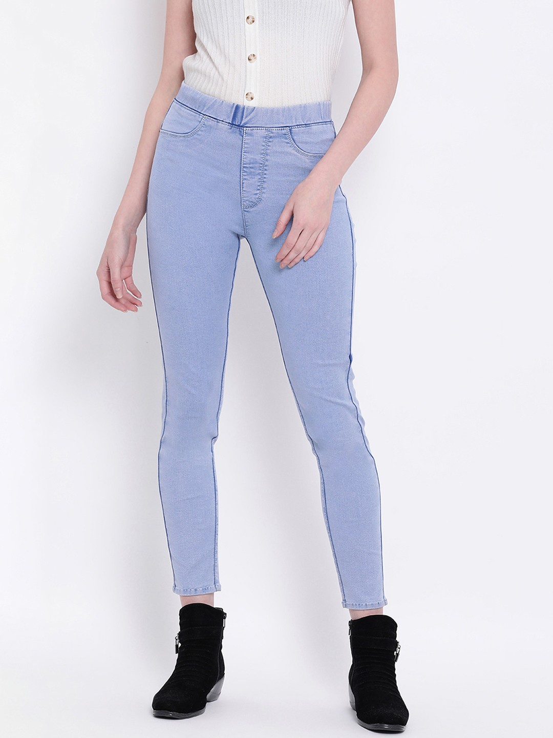 

Code 61 Women Blue Washed Skinny-Fit Jeggings