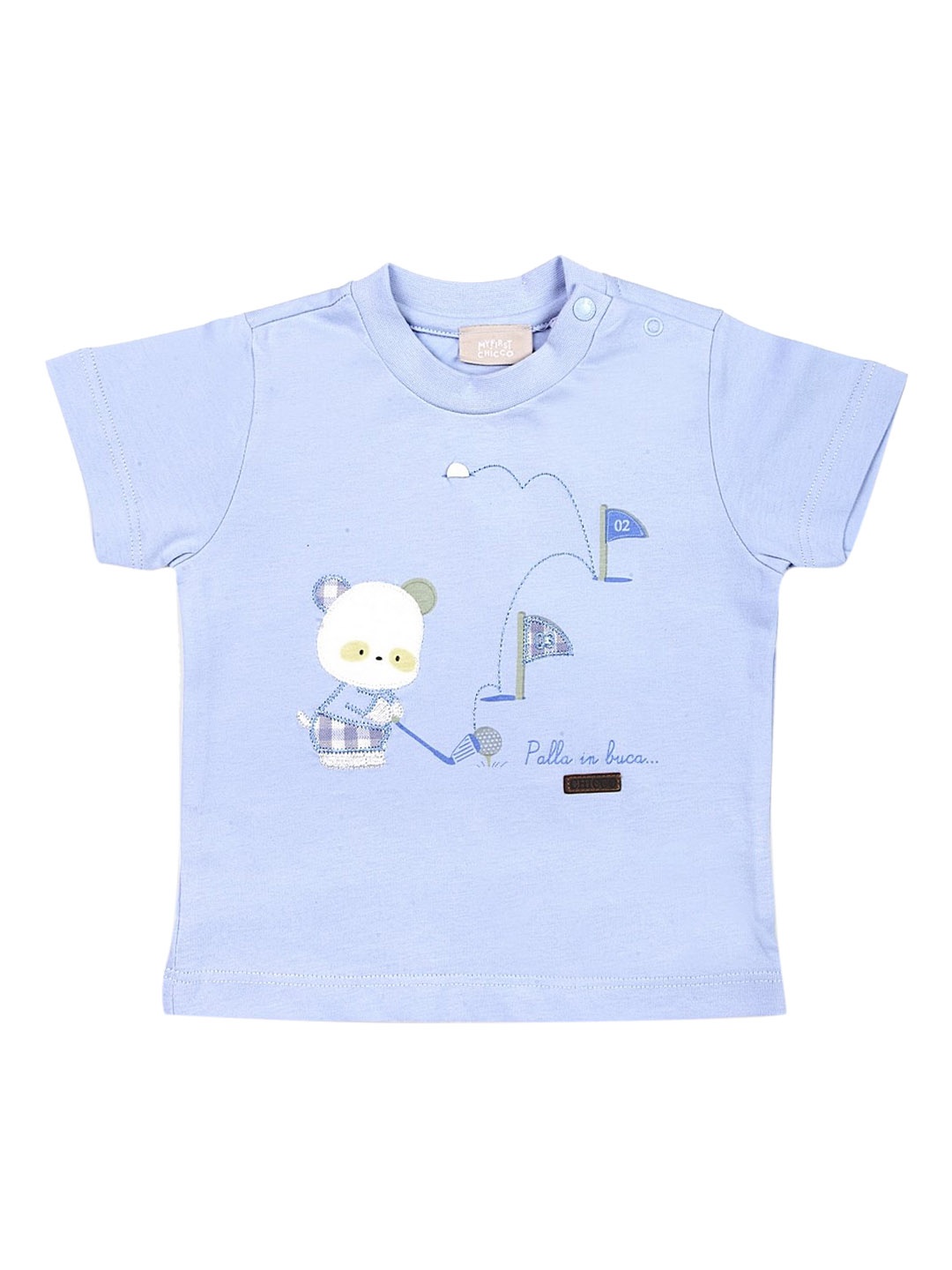 Chicco Boys Blue Printed Round Neck Pure Cotton T-shirt