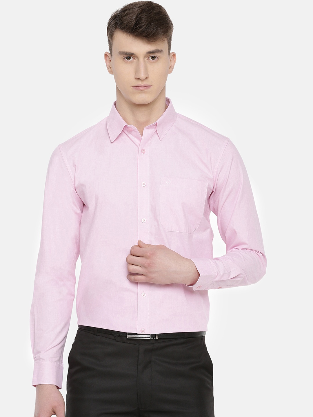 

Jansons Men Pink Regular Fit Solid Formal Shirt