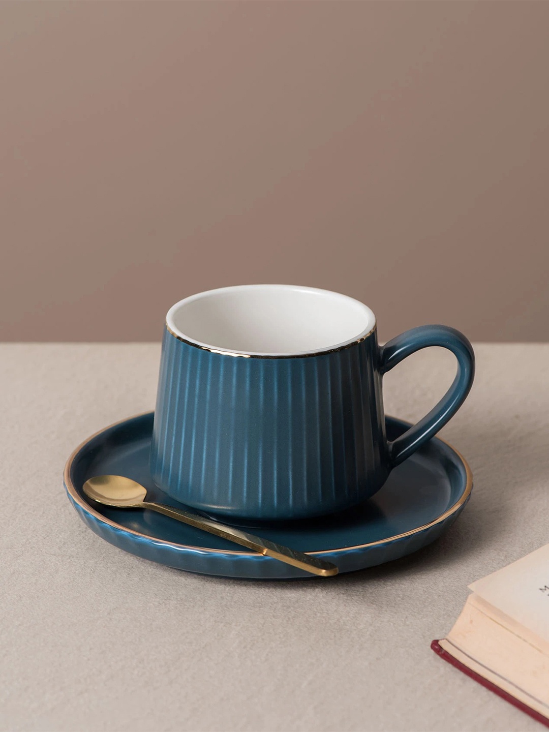 

THEDECORKART Blue Textured Olsen Cup & Saucer