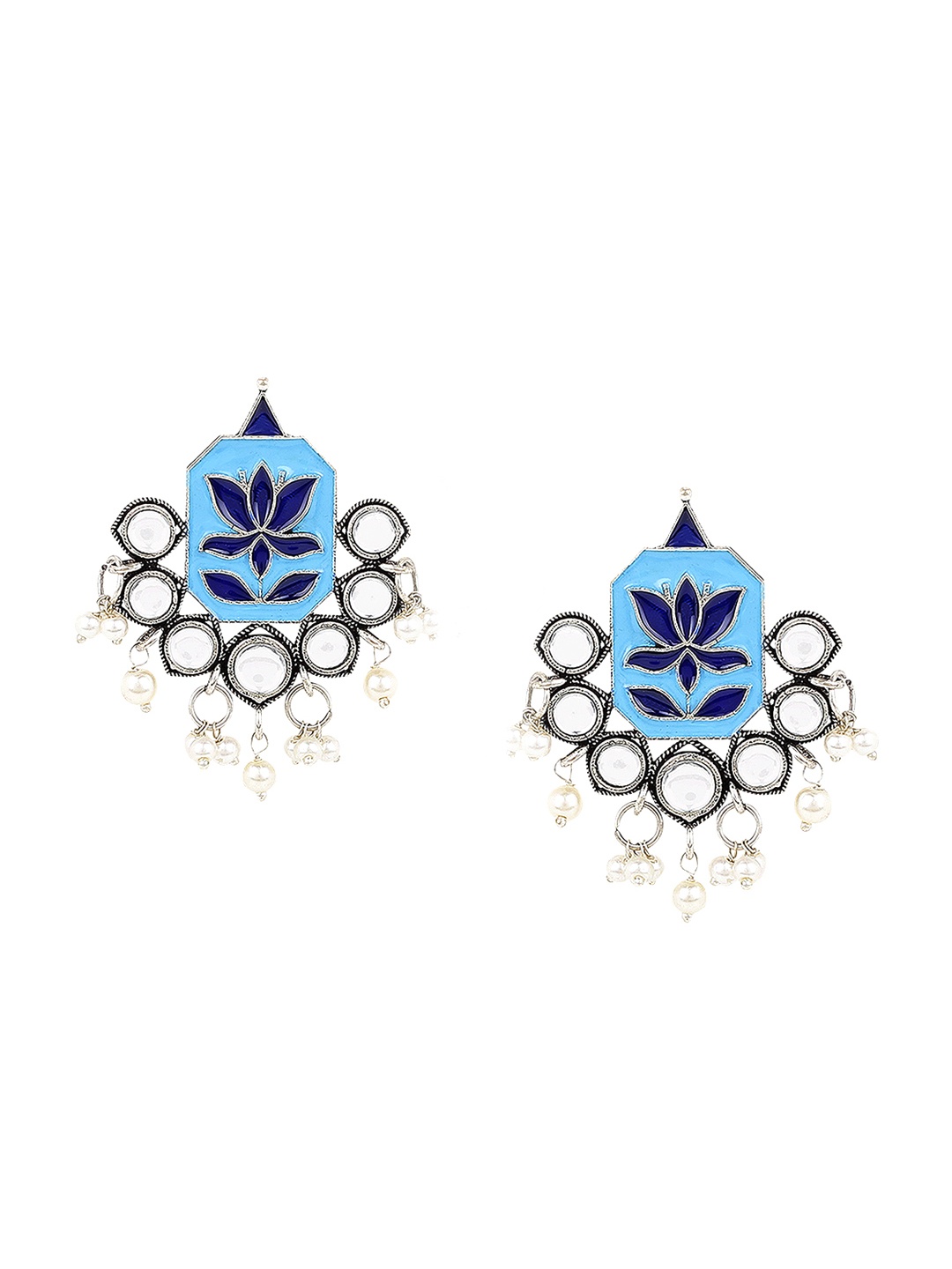 

SATCHEL Blue Oxidised Contemporary Drop Earrings