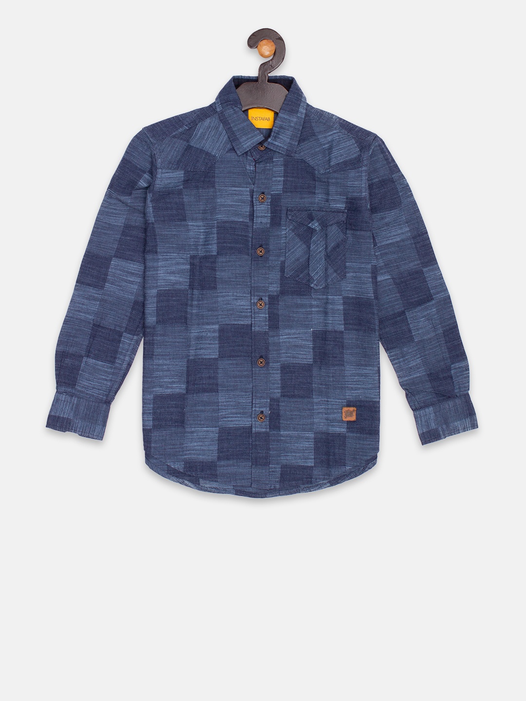 Instafab Boys Blue Regular Fit Checked Casual Shirt