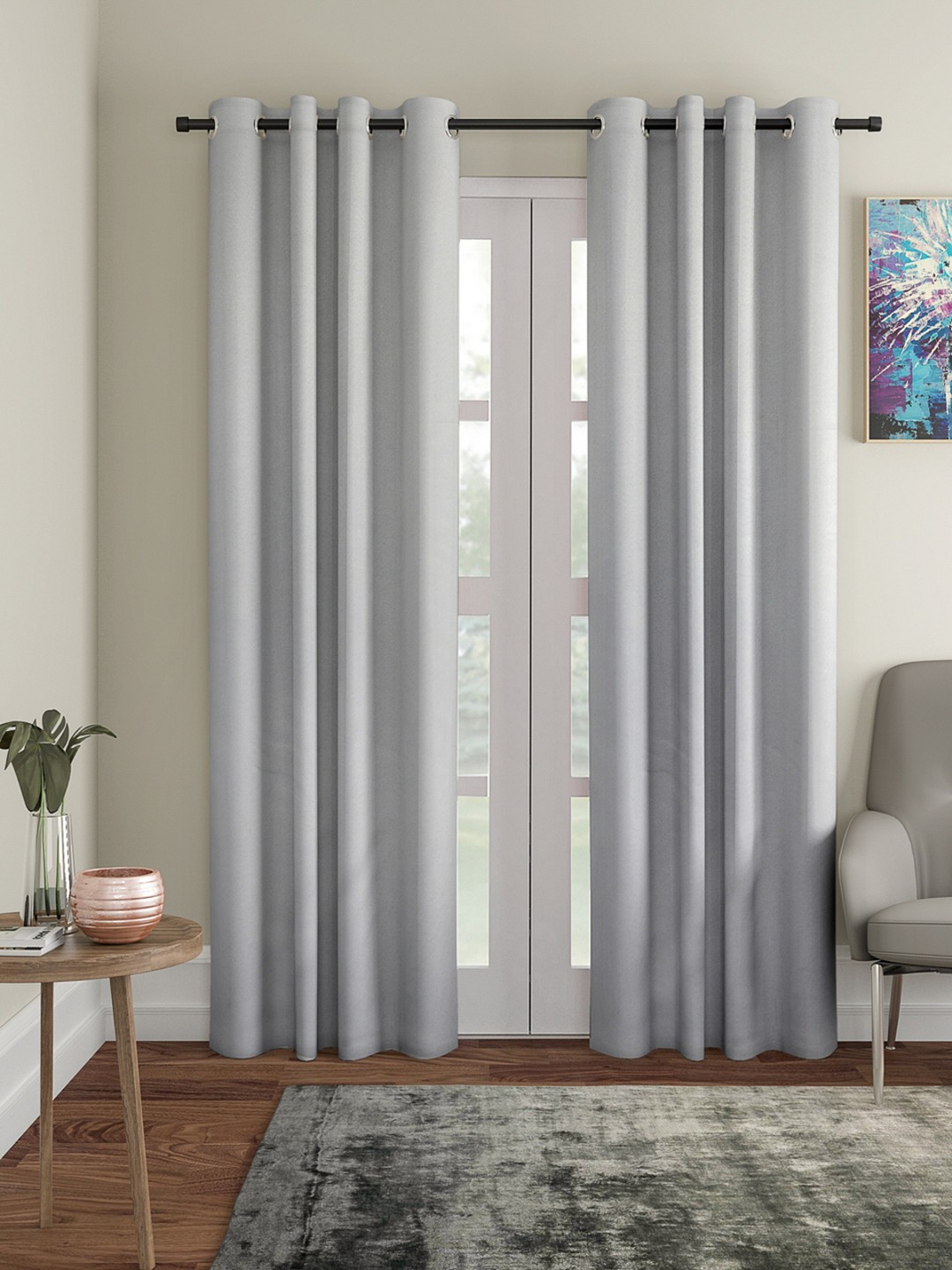 

ROMEE Set of 2 Room Darkening Door Curtains, Grey