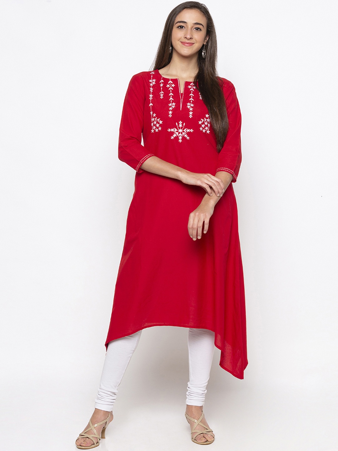 

Globus Women Red Yoke Design A-Line Kurta