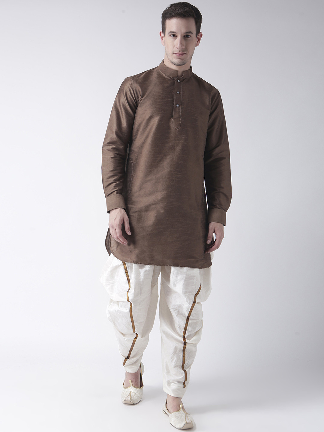 

DEYANN Men Brown & White Solid Kurta with Patiala