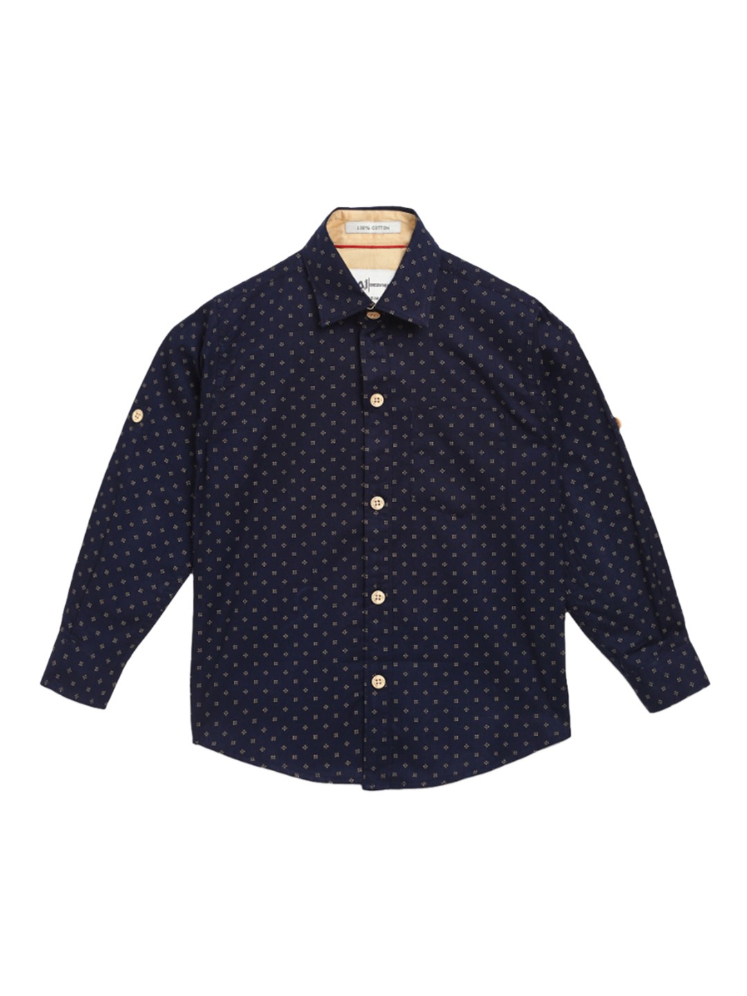 

Aj DEZInES Boys Navy Blue Comfort Regular Fit Printed Casual Shirt