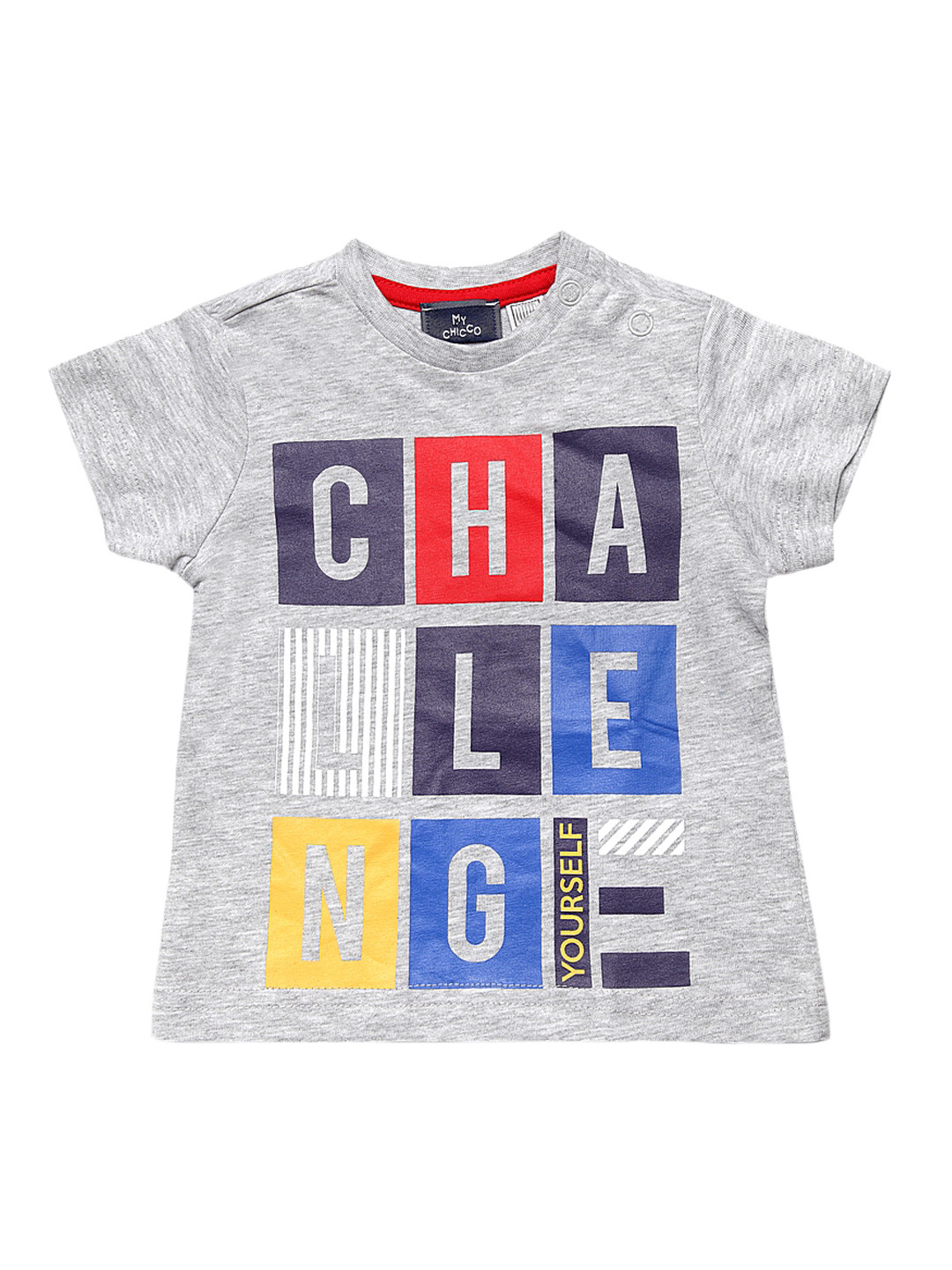 

Chicco Boys Grey Printed Round Neck Pure Cotton T-shirt