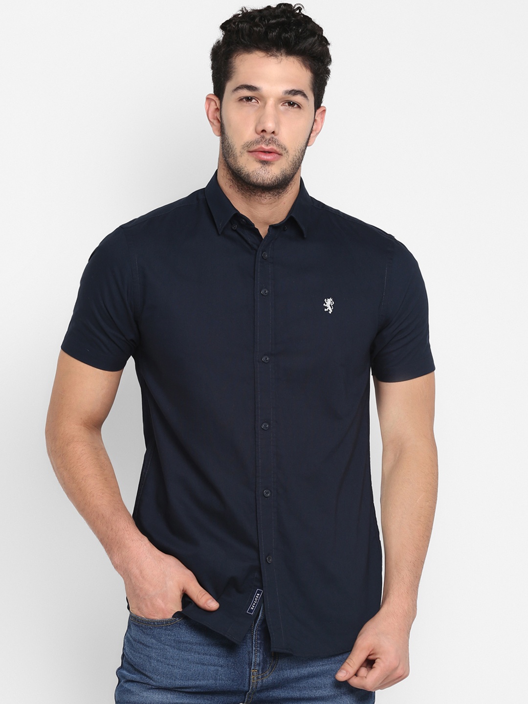 

Red Tape Men Navy Blue Regular Fit Solid Casual Shirt