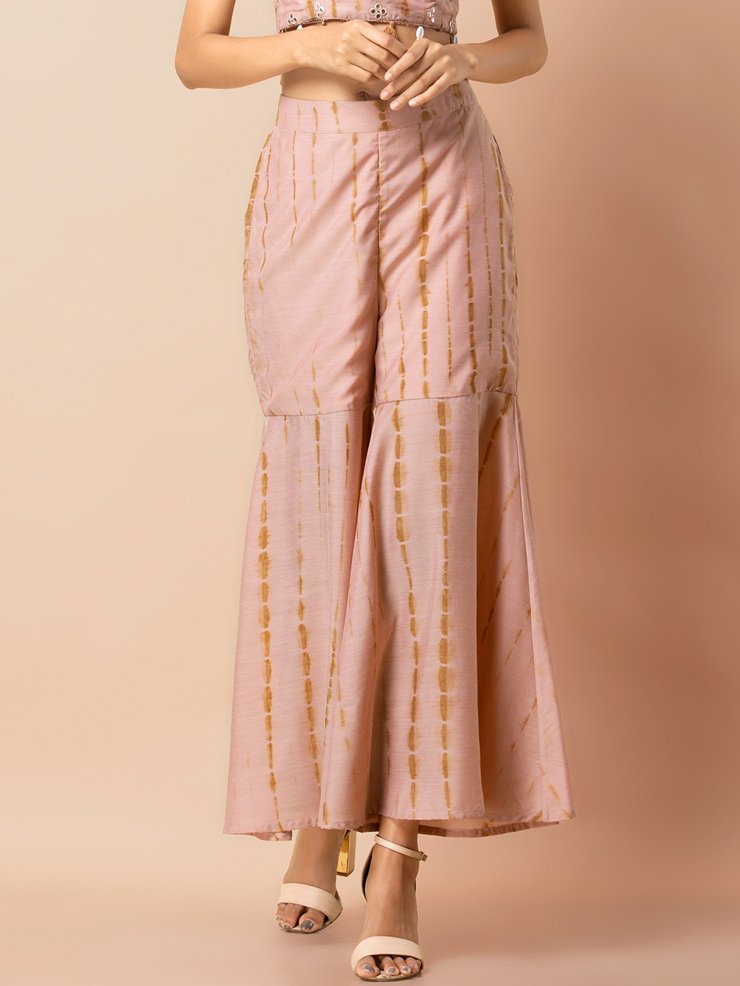 

INDYA Women Pink Tie & Die Flared Palazzos