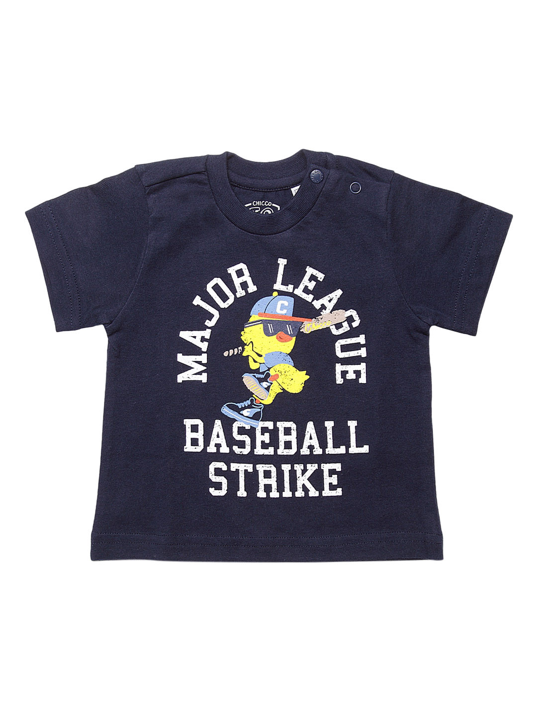

Chicco Boys Navy Blue White Printed Round Neck Pure Cotton T-shirt