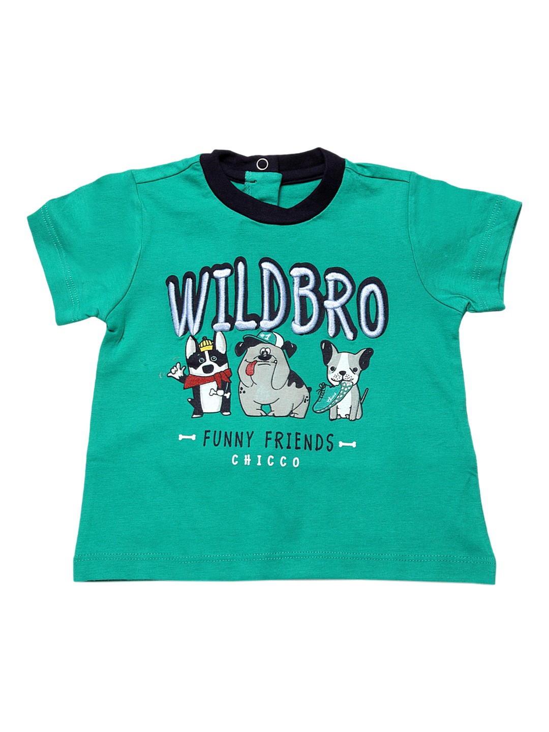 

Chicco Boys Green Printed Round Neck Pure Cotton T-shirt