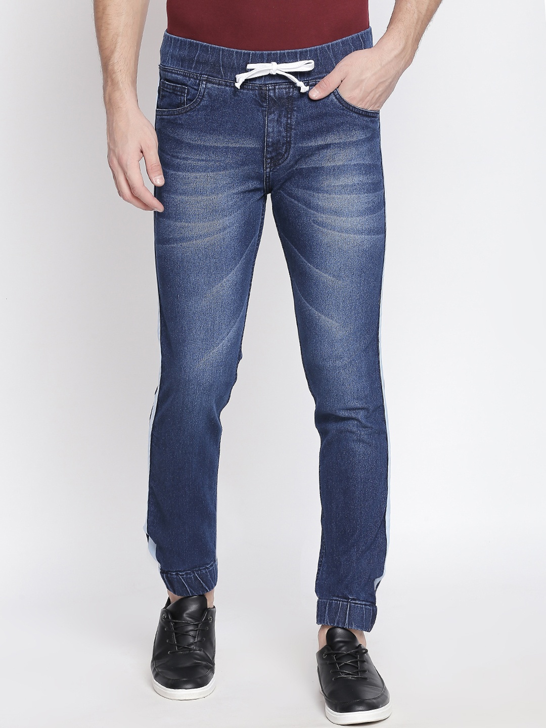 

High Star Men Plus Size Blue Jogger Mid-Rise Clean Look Stretchable Jeans