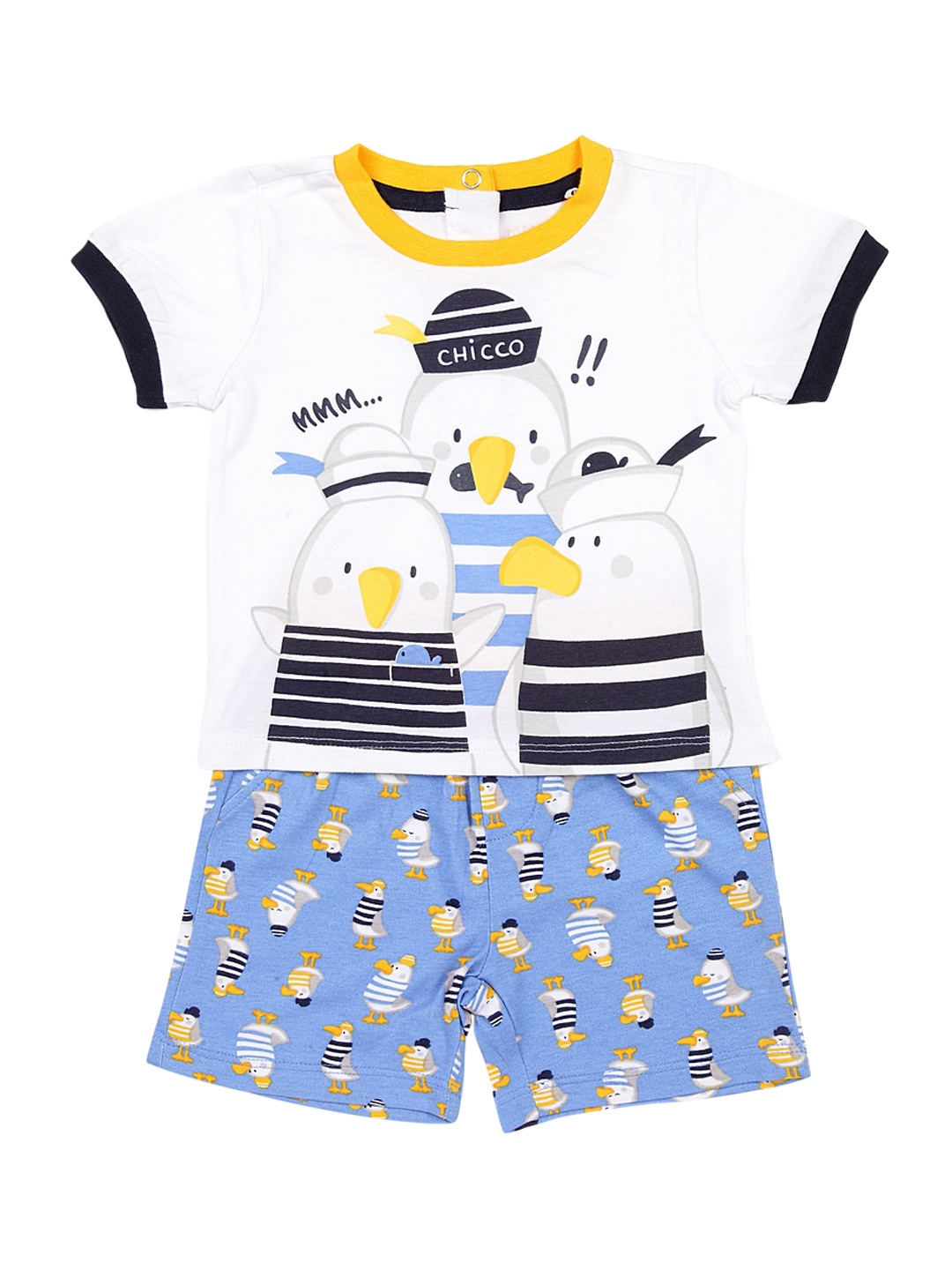 

Chicco Boys White & Blue Printed T-shirt with Shorts