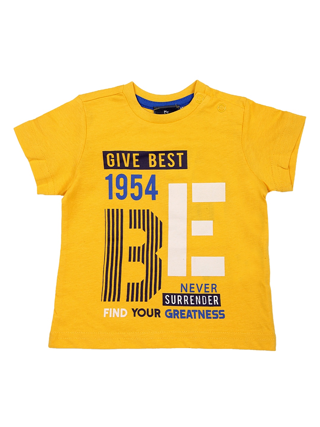 

Chicco Boys Yellow Black Printed Round Neck Pure Cotton T-shirt