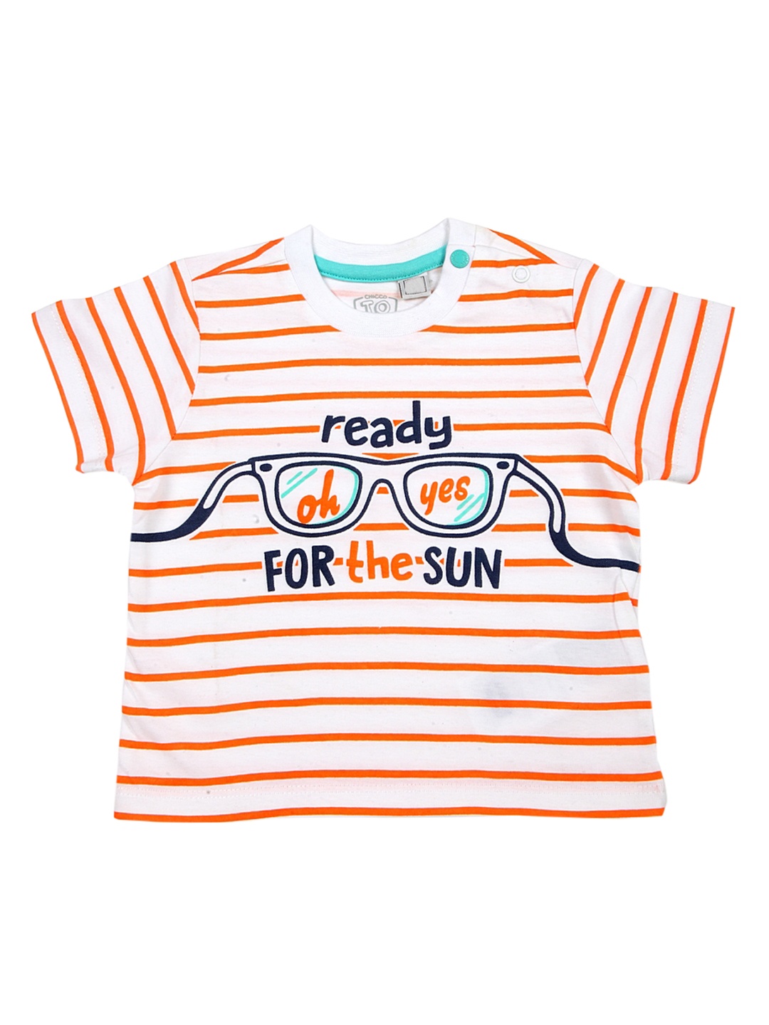 

Chicco Boys Orange White Striped Round Neck Pure Cotton T-shirt