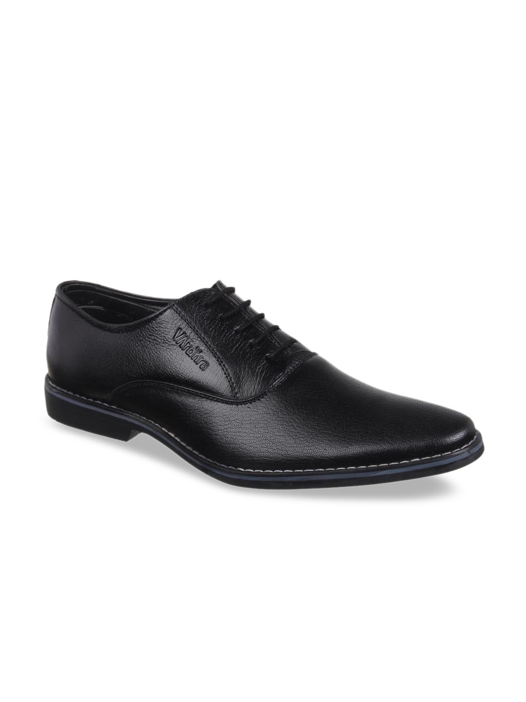 

Vardhra Men Black Solid Leather Formal Oxfords