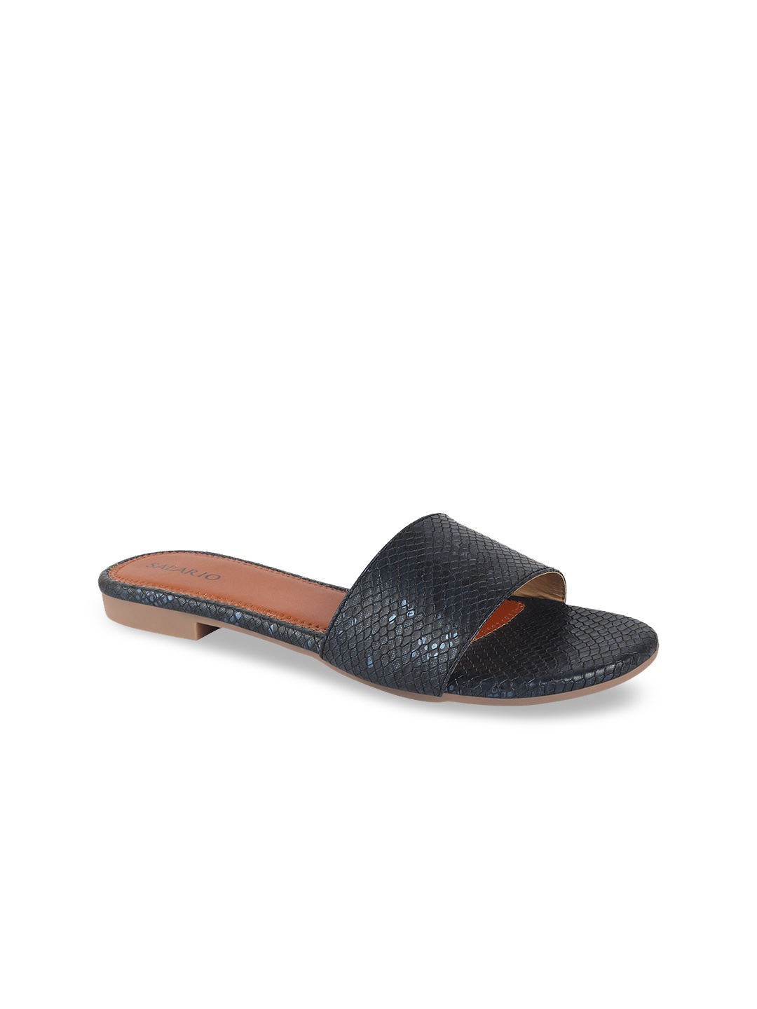 

SALARIO Women Navy Blue Textured Open Toe Flats