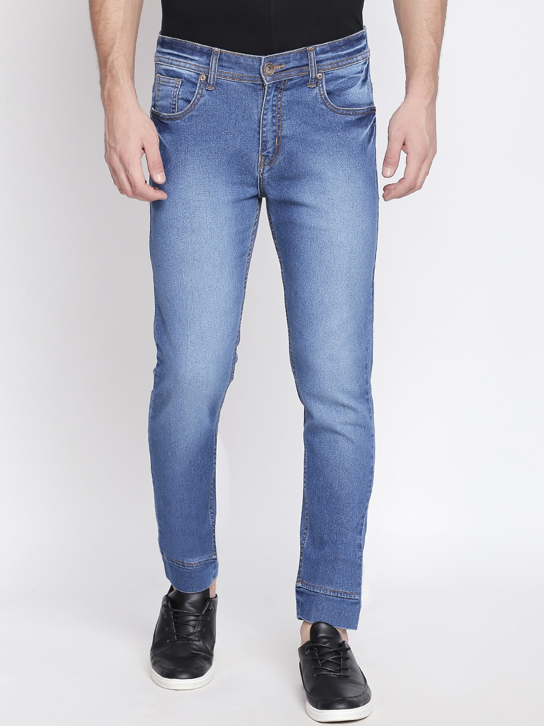 

High Star Men Plus Size Blue Jogger Mid-Rise Clean Look Stretchable Plus Size Jeans