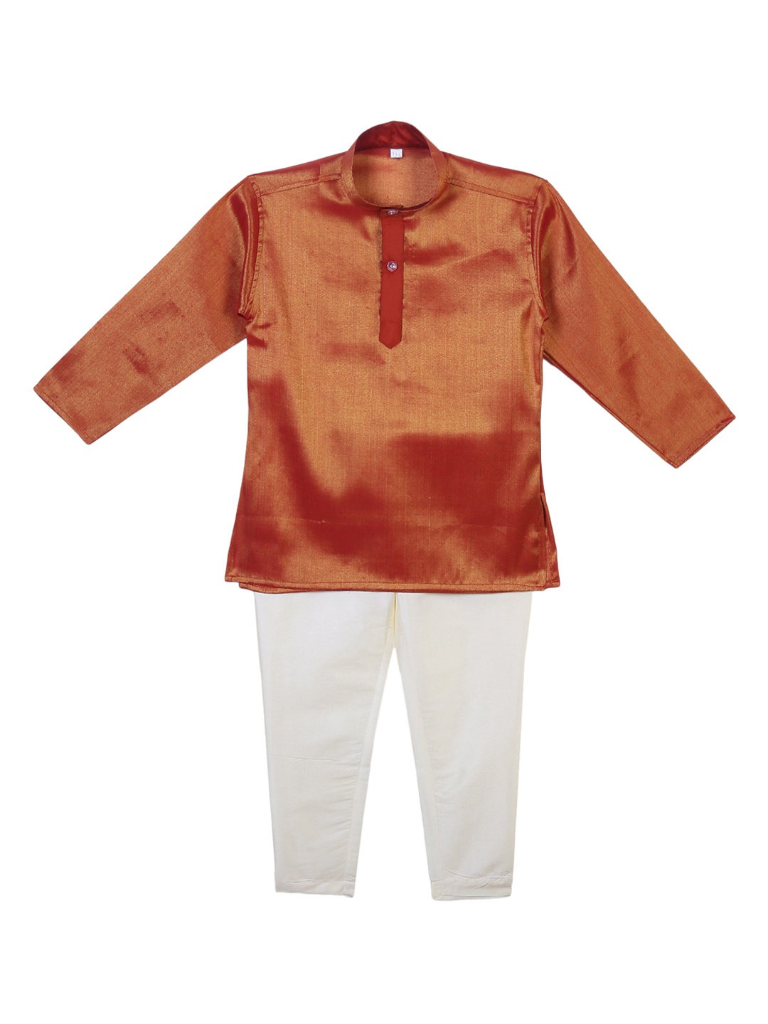 

Sethukrishna Boys Rust Orange & White Solid Kurta with Pyjamas