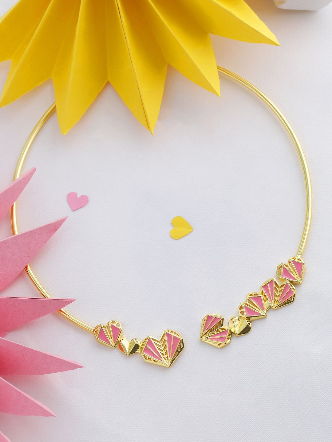 

Voylla Gold-Toned & Pink Brass Gold-Plated Necklace