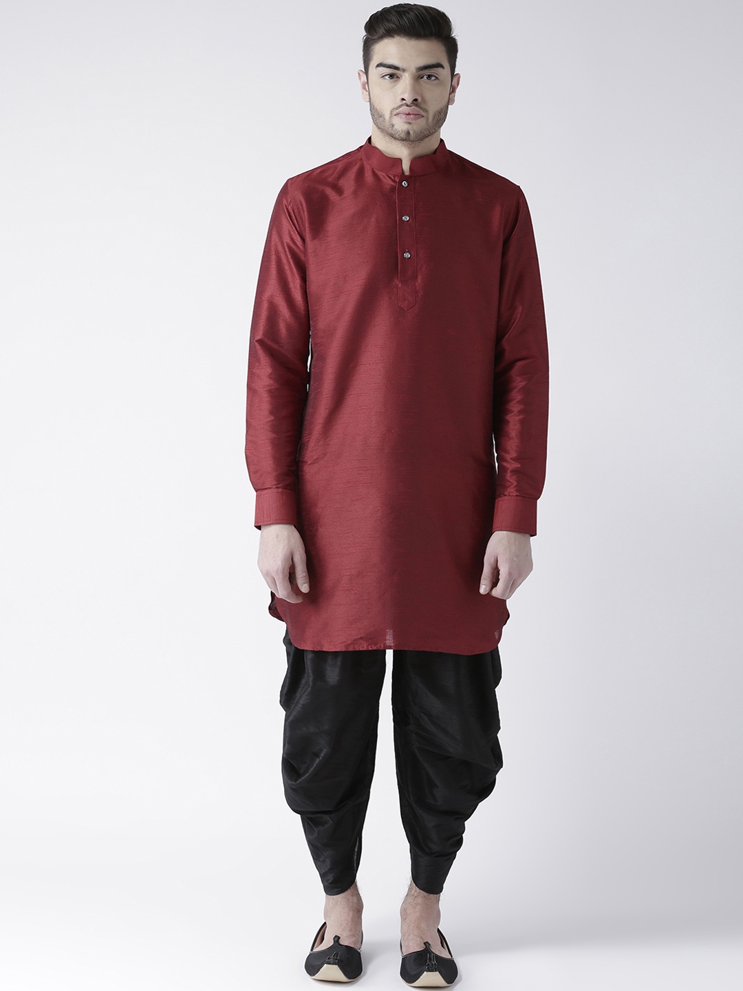 

DEYANN Men Red & Black Solid Kurta with Patiala
