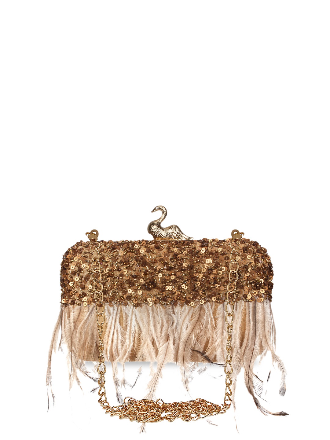 

Anekaant Beige & Gold-Toned Embellished Clutch