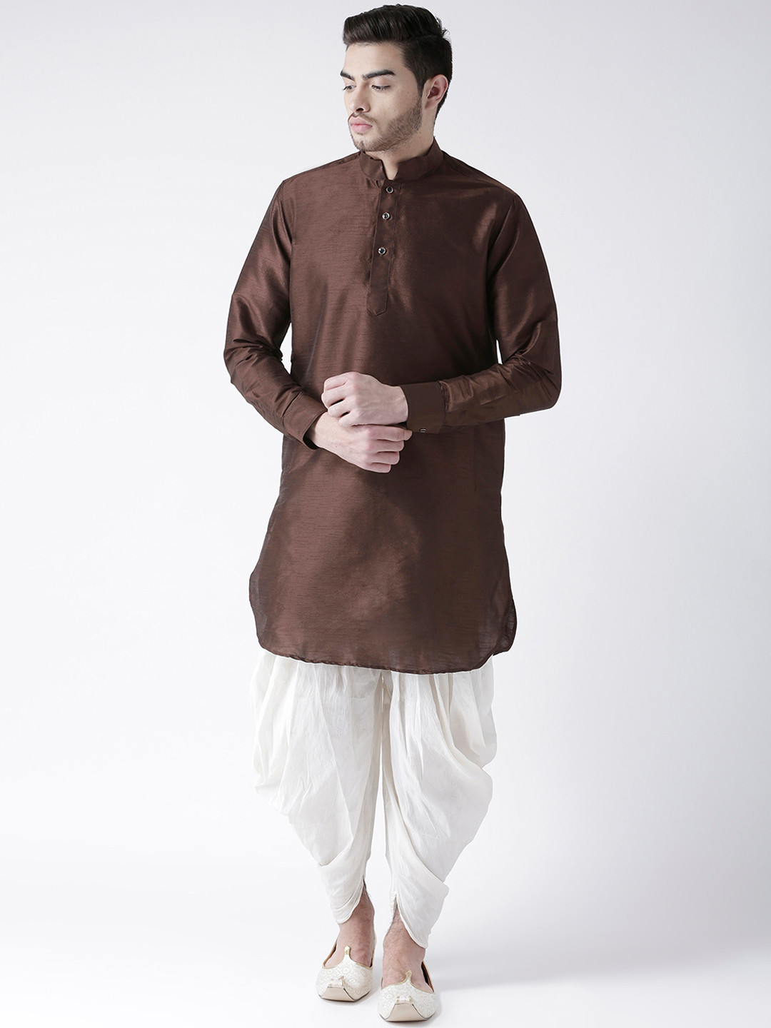 

DEYANN Men Brown & Off-White Solid Kurta with Patiala