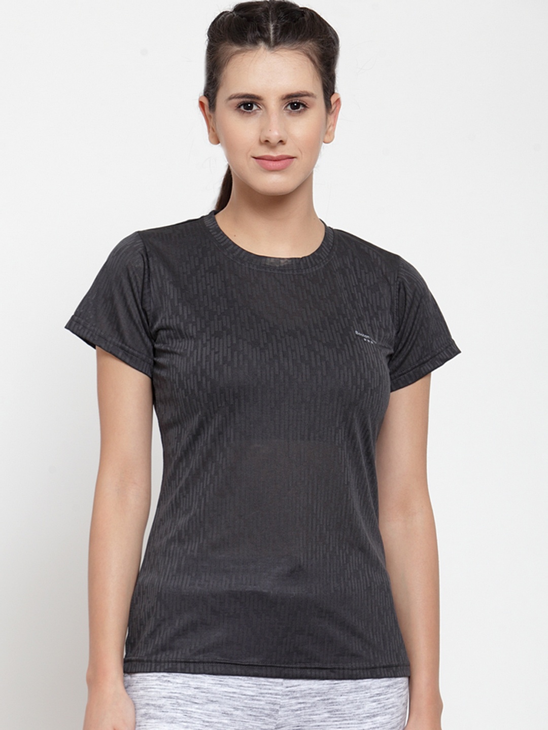 

Boston Club Women Grey Printed Round Neck T-shirt
