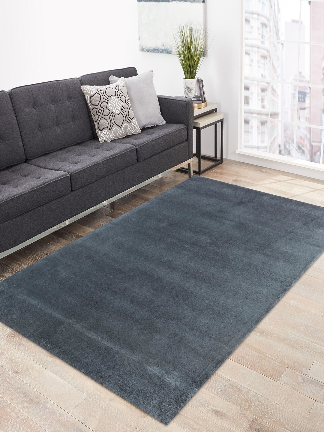 

Jaipur Rugs Blue & Grey Solid Hand-Tufted Pure Woolen Carpet