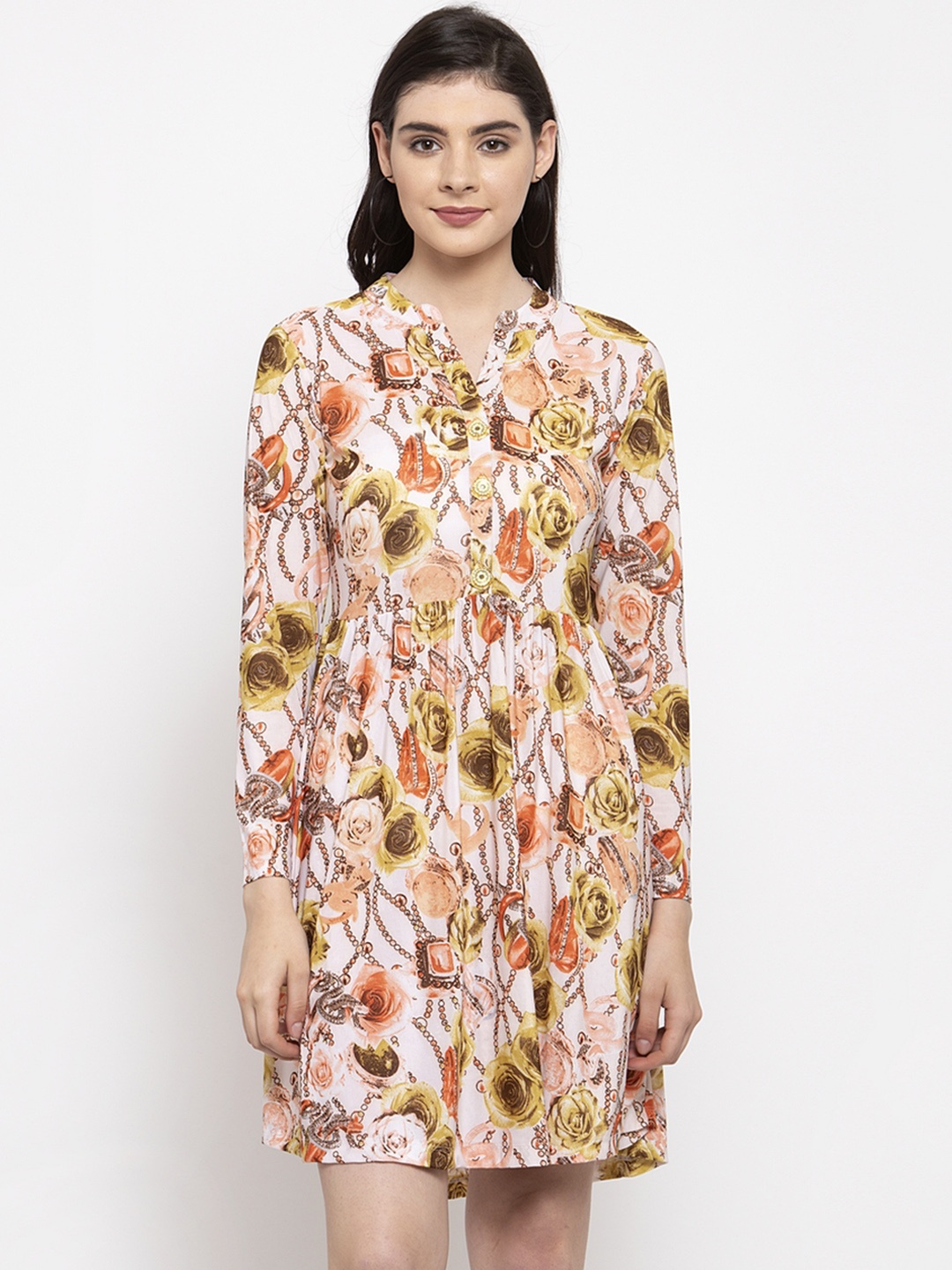 

armure Women Multicoloured Printed Fit and Flare Dress, Multi