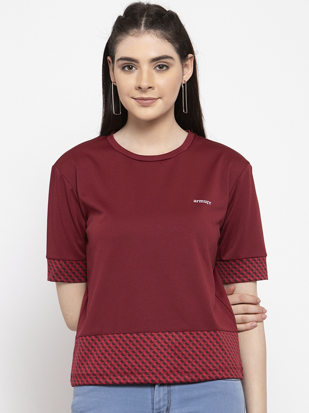

armure Women Maroon Printed Top