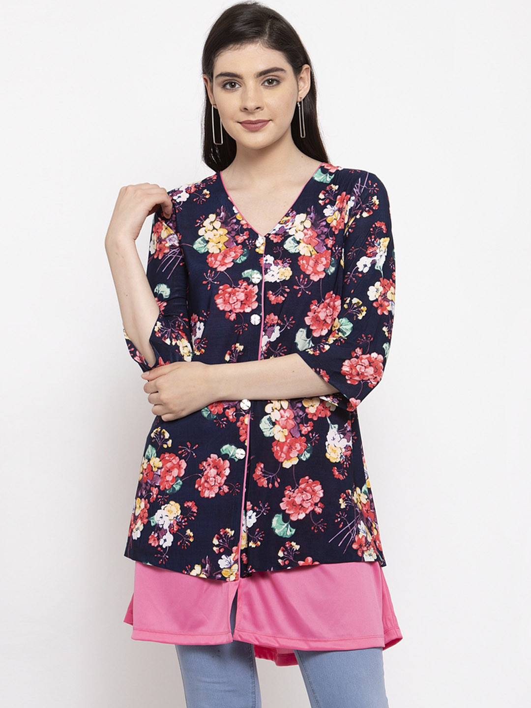 

armure Women Navy Blue Printed A-Line Dress