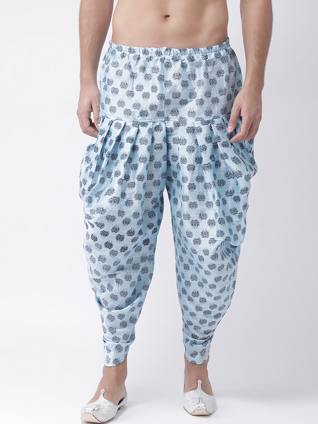 

DEYANN Men Blue Printed Dupion Silk Dhoti