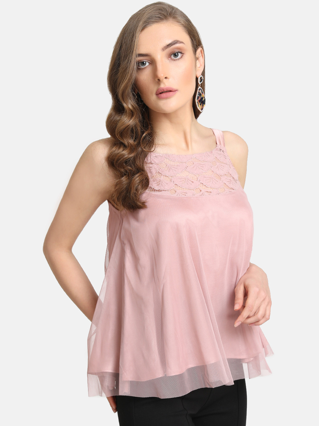

Kazo Women Pink Solid A-Line Top