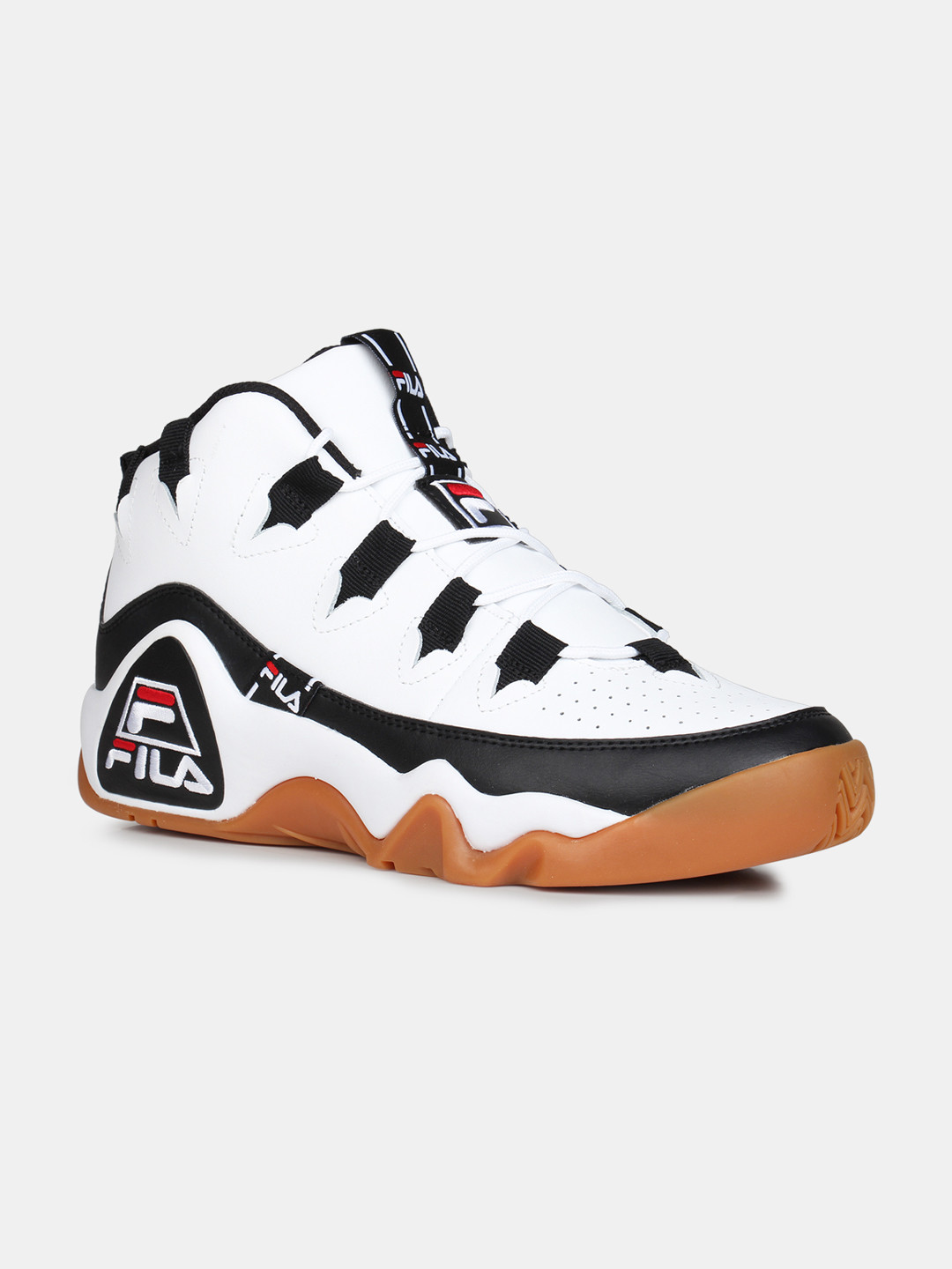

FILA Men White & Black Colourblocked Heritage Grant Hill 1 Tarvos Mid-Top Sneakers