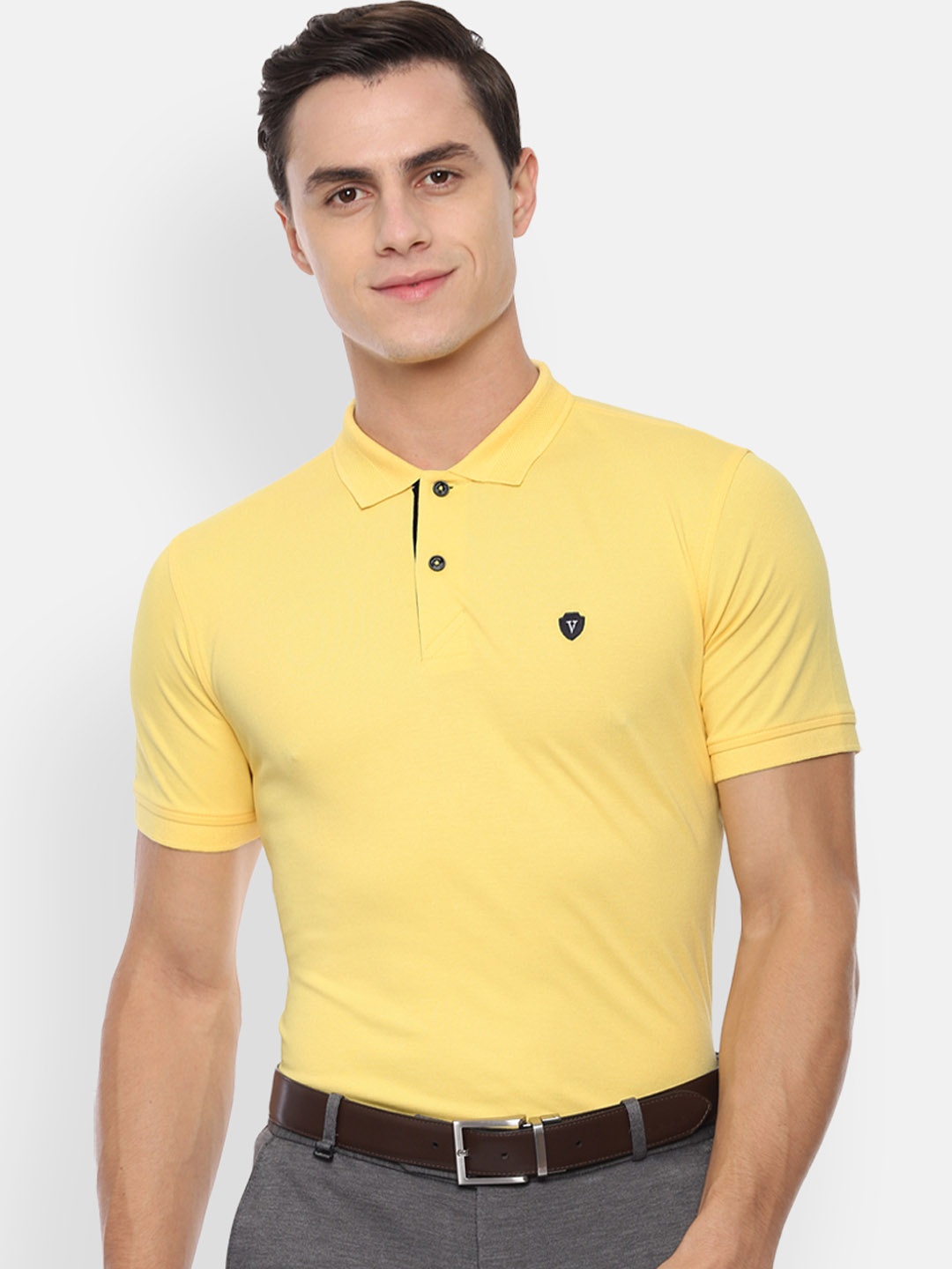 

Van Heusen Sport Men Yellow Solid Polo Collar T-shirt