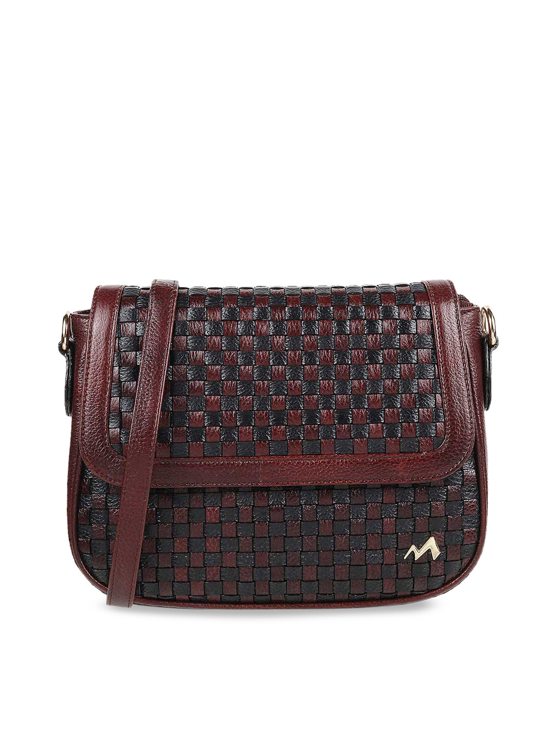 

Metro Brown & Black Checked Leather Sling Bag