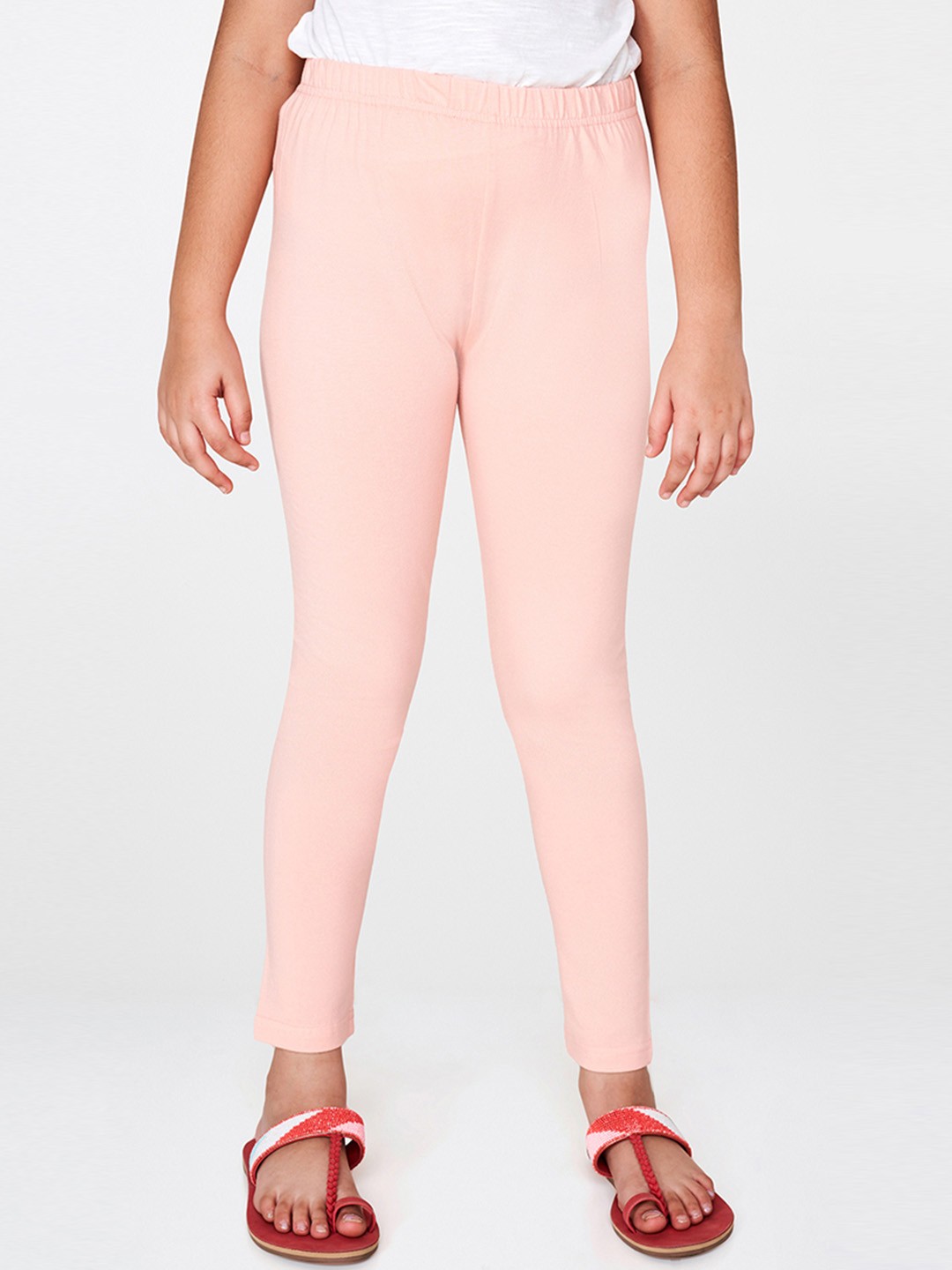 

Global Desi Girls Pink Solid Leggings