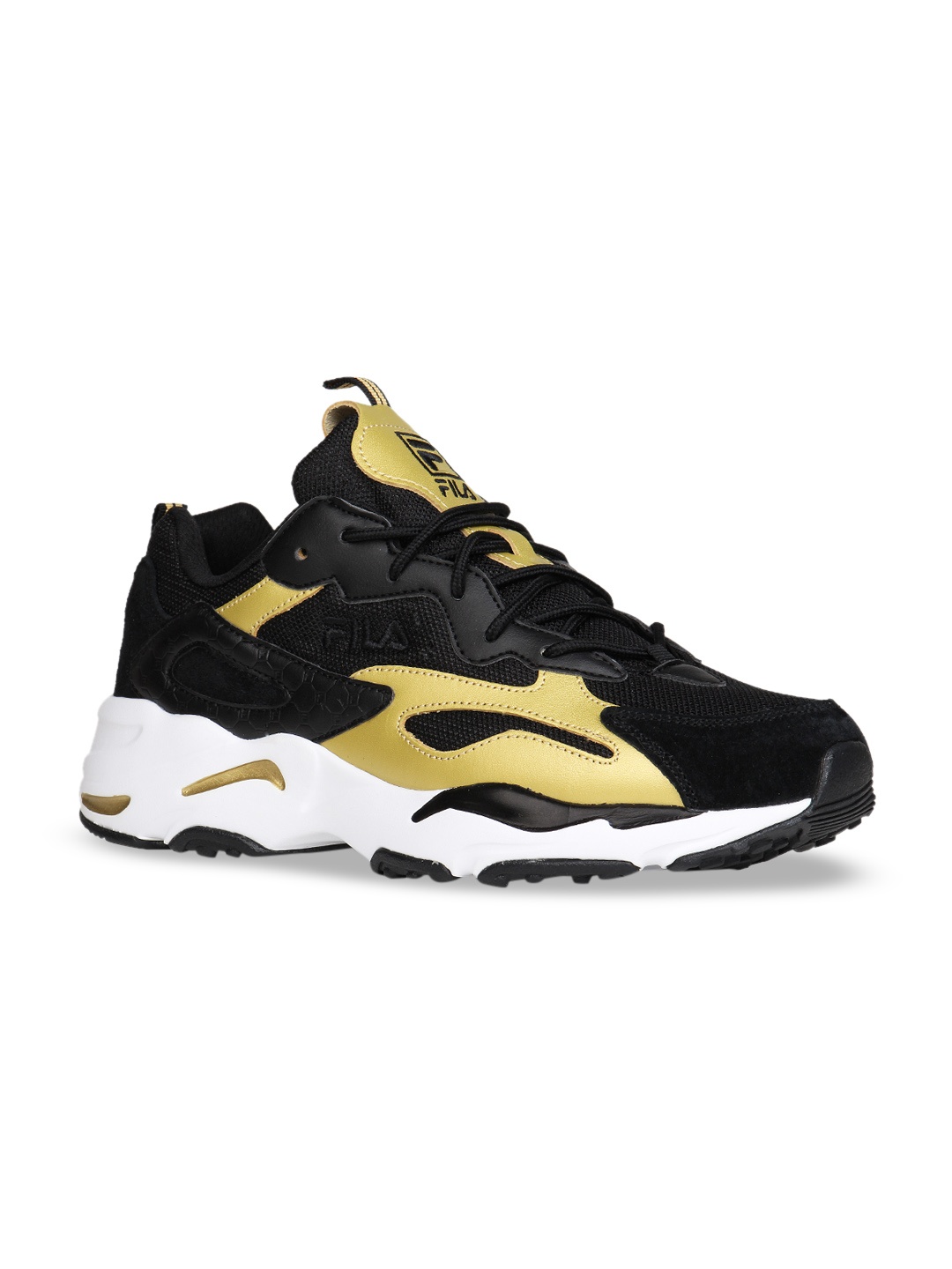 

FILA Men Black & Yellow Colourblocked Synthetic Leather Mid-Top Sneakers