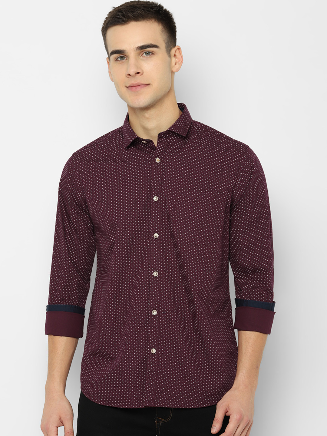 

People Men Maroon & White Regular Fit Printed Casual Shirt