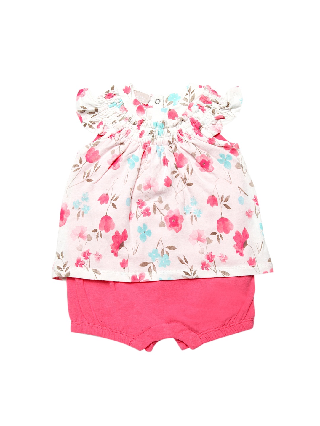 

Chicco Girls White & Pink Floral Printed Romper